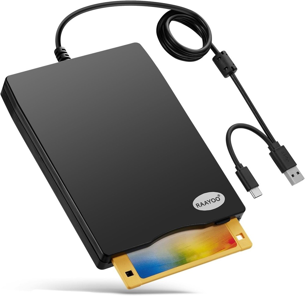 Floppy Disk Reader, External USB 2.0 & Type C Floppy Disc Reader, Portable 3....