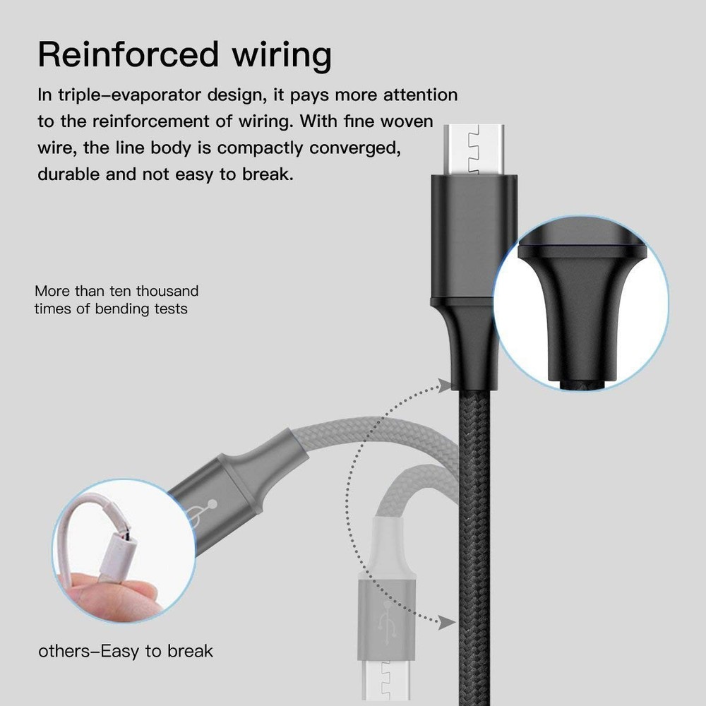 Puxnoin Multi Charging Cable, 2Pack Multi Charger Cable Short 1FT Braided Uni...