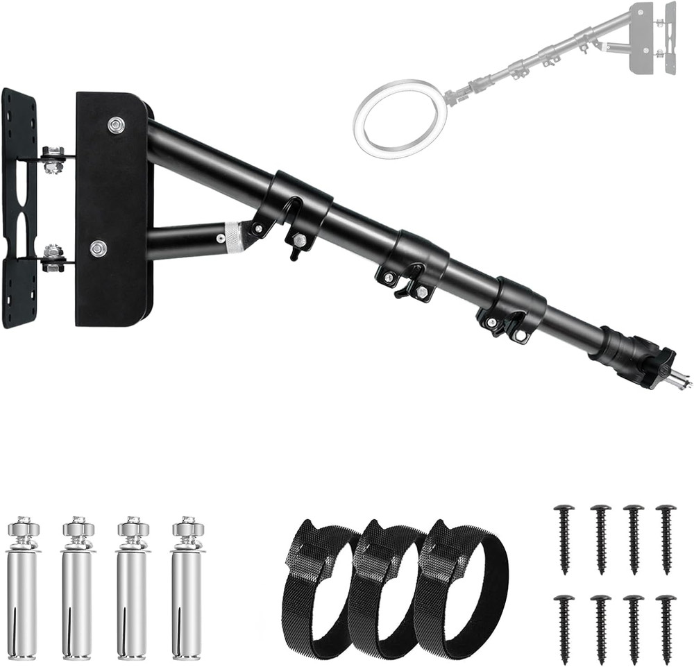 Ring Light Wall Mount- 41.7In/106Cm, Adjustable Wall Mount Triangle Boom Arm wit
