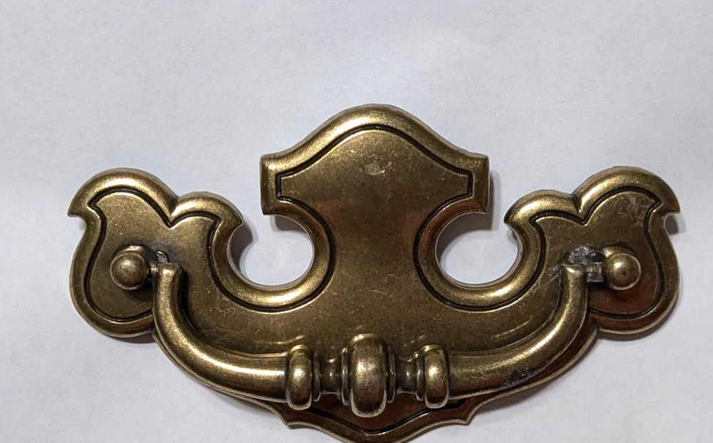 2ea Drop Thick Bail Drawer Pull Handles Bat wing Hardware Vintage Brass 3"Ctr B