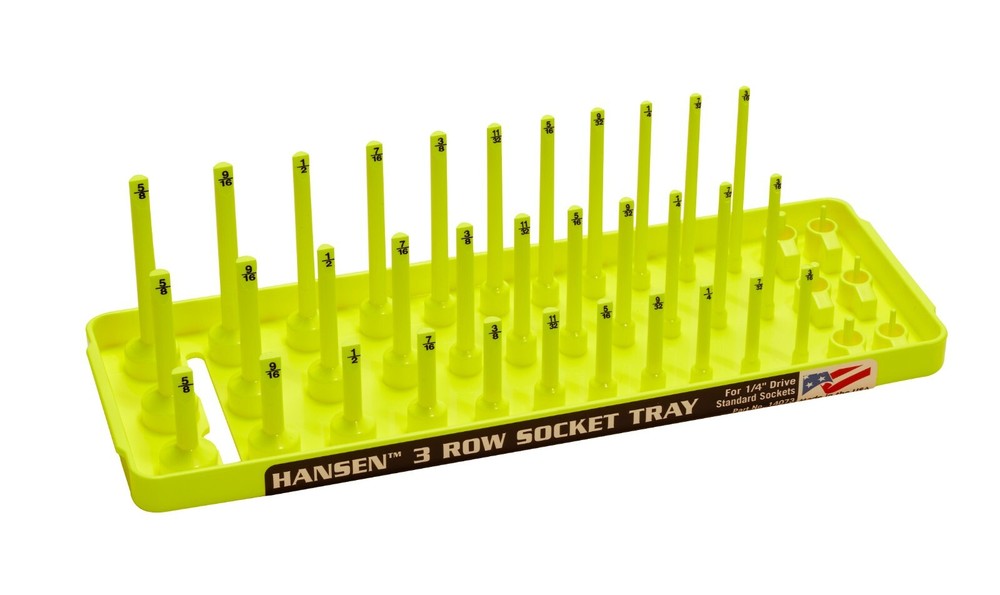 Hansen Global 14073 1/4" Dr. 3-Rail SAE Socket Organizer