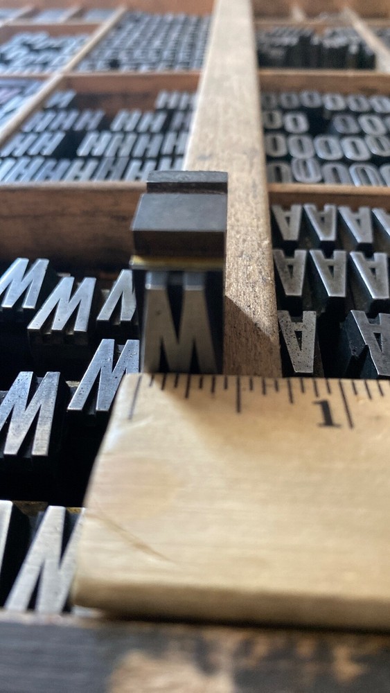 Vintage Printing Press Letter, W