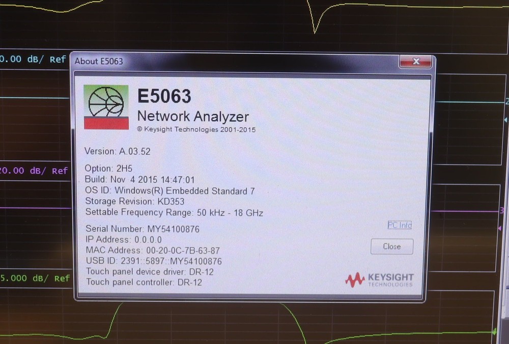 Agilent Keysight E5063A-2H5 Vector Network Analyzer 100kHz-18GHz Guaranteed GOOD