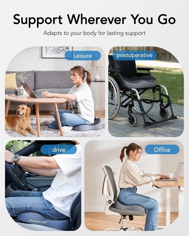 Office Seat Cushion Tailbone Support High-Density Memory Foam Cushion Breathable