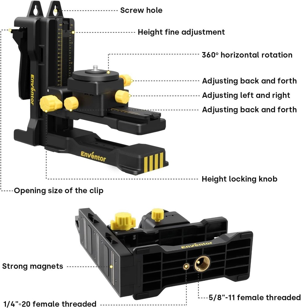 Precision Fine-Tuning Laser Level Adapter with Magnetic Base & Adjustable Clip