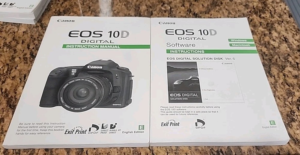 Original Canon EOS 10D Digital Camera User Instruction Manual & Software Instr.