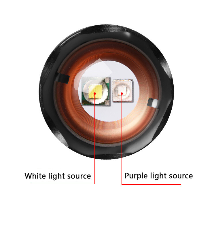 2 Pack UV Torch Ultra Violet+White Lights LED Flashlight Blacklight Lamp 2 Modes