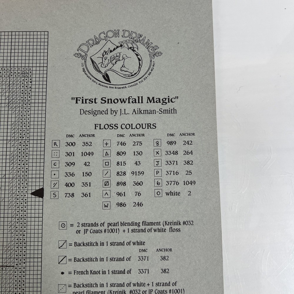 Dragon Dreams first snowfall magic Counted Cross Stitch Pattern