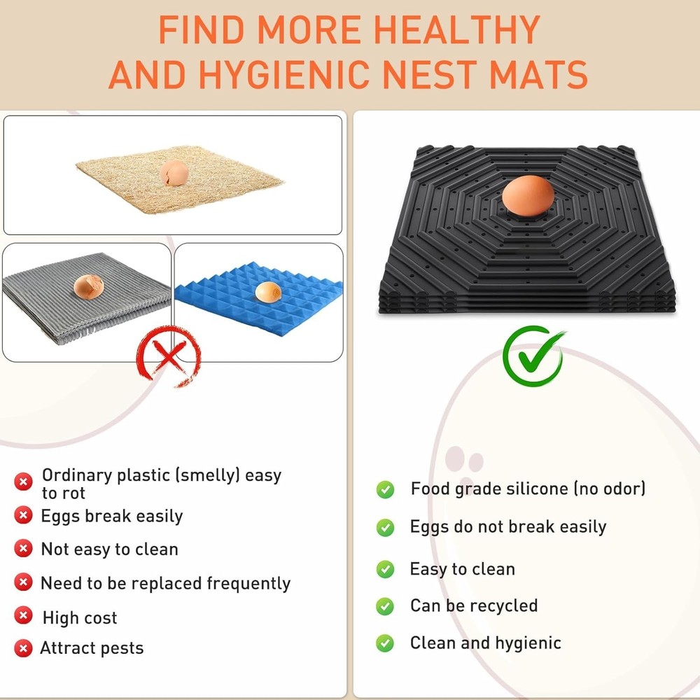 Chicken Nesting Pads for Coop Bedding, Washable Nesting Box Liners 11.8" x 11.8"