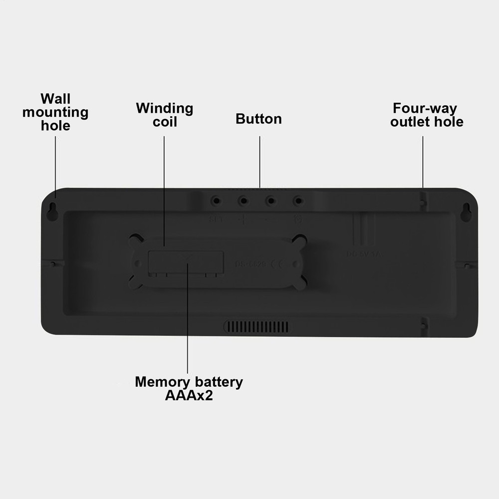 12.6" Digital Wall Clock with Countdown Timer, Week, Date, Temperature, Time