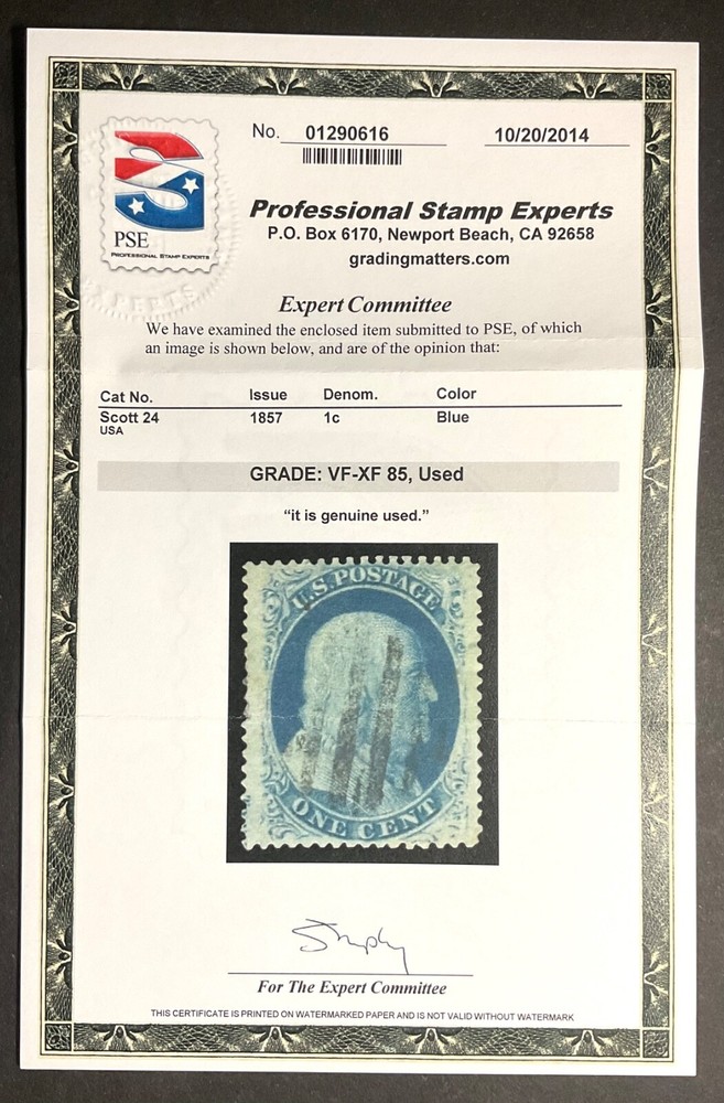 #24 Used PSE Graded 85, PSE Cert # 01290616