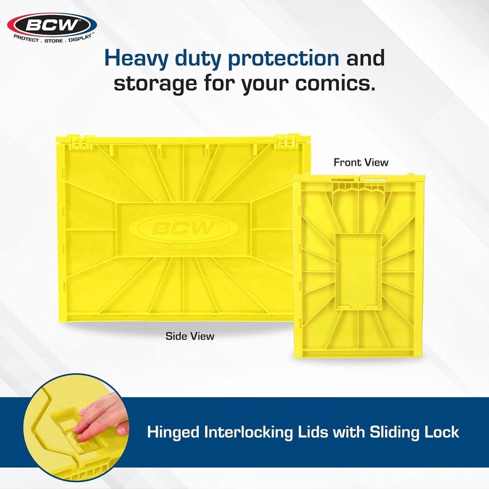 1 BCW Yellow Short Comic Book Bin - Heavy Duty Acid Free Plastic Stackable Box