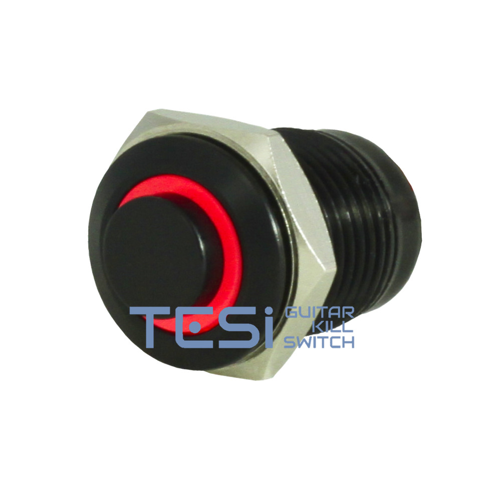 Tesi FILO 16MM LED Momentary Push Button Guitar Kill Switch Black/Red