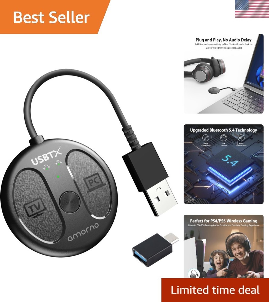 Bluetooth 5.4 Adapter for PCs, TVs & Consoles - High Quality Audio Sharing