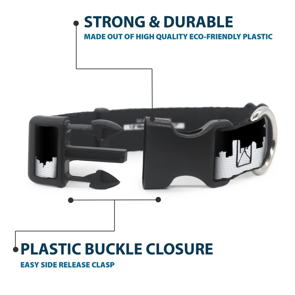 Plastic Clip Collar Seattle Solid Skyline Black/White NARROW-Small 7-8.5"