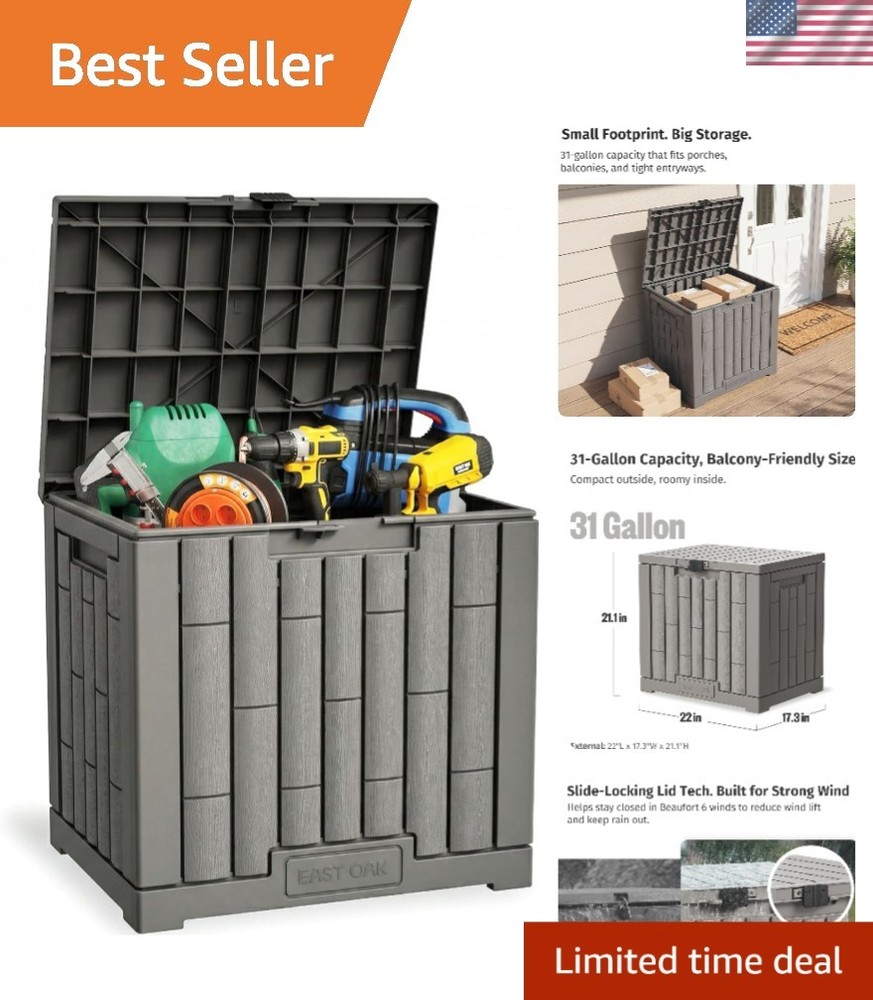Modern 31 Gallon Outdoor Storage Solution - Lockable & User-Friendly Design