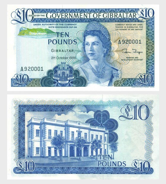 1986 £10 Gibraltar Banknote