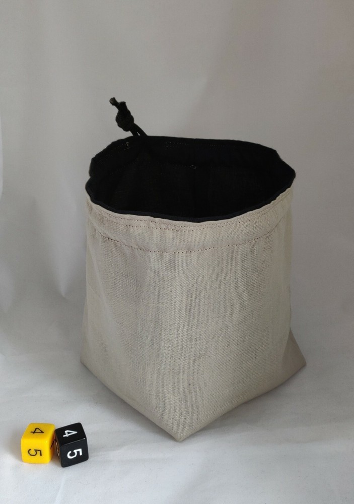 D&D Black Gold- Square Dice Bag - Reversible Drawstring Tile Pouch - RPG Meeple