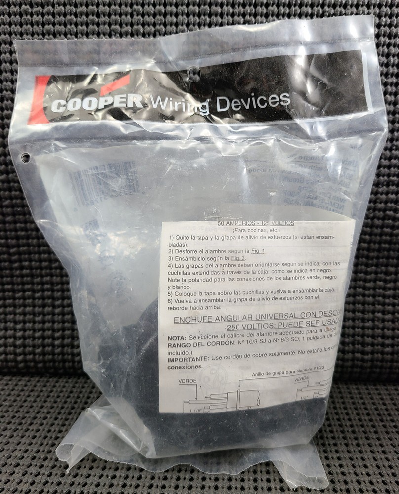 COOPER WIRING DEVICES S42 2P 30/50A 250V UNIVERSAL ANGLE PLUG