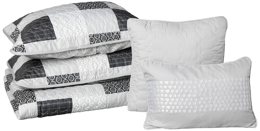 Avondale Manor Evangeline 5 pc Reversible Printed Patchwork Quilt with Throw ...