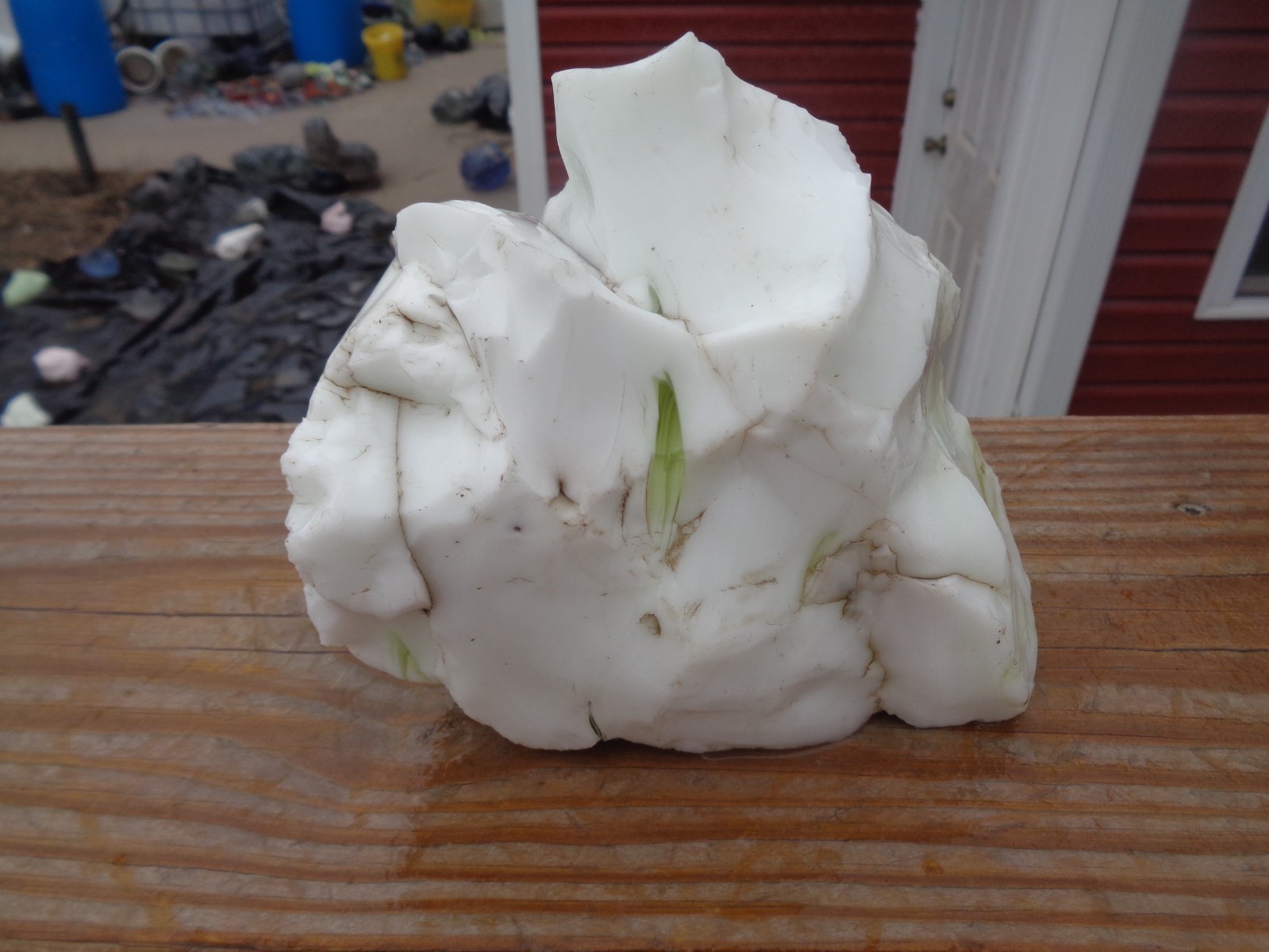 Glass Rock Slag Pretty Opaque White/Gre Swirls 3.14 lbs 96B Rocks Landscap GLOWS