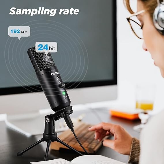 Bietrun USB-C Microphone for Computer with Headphone Jack