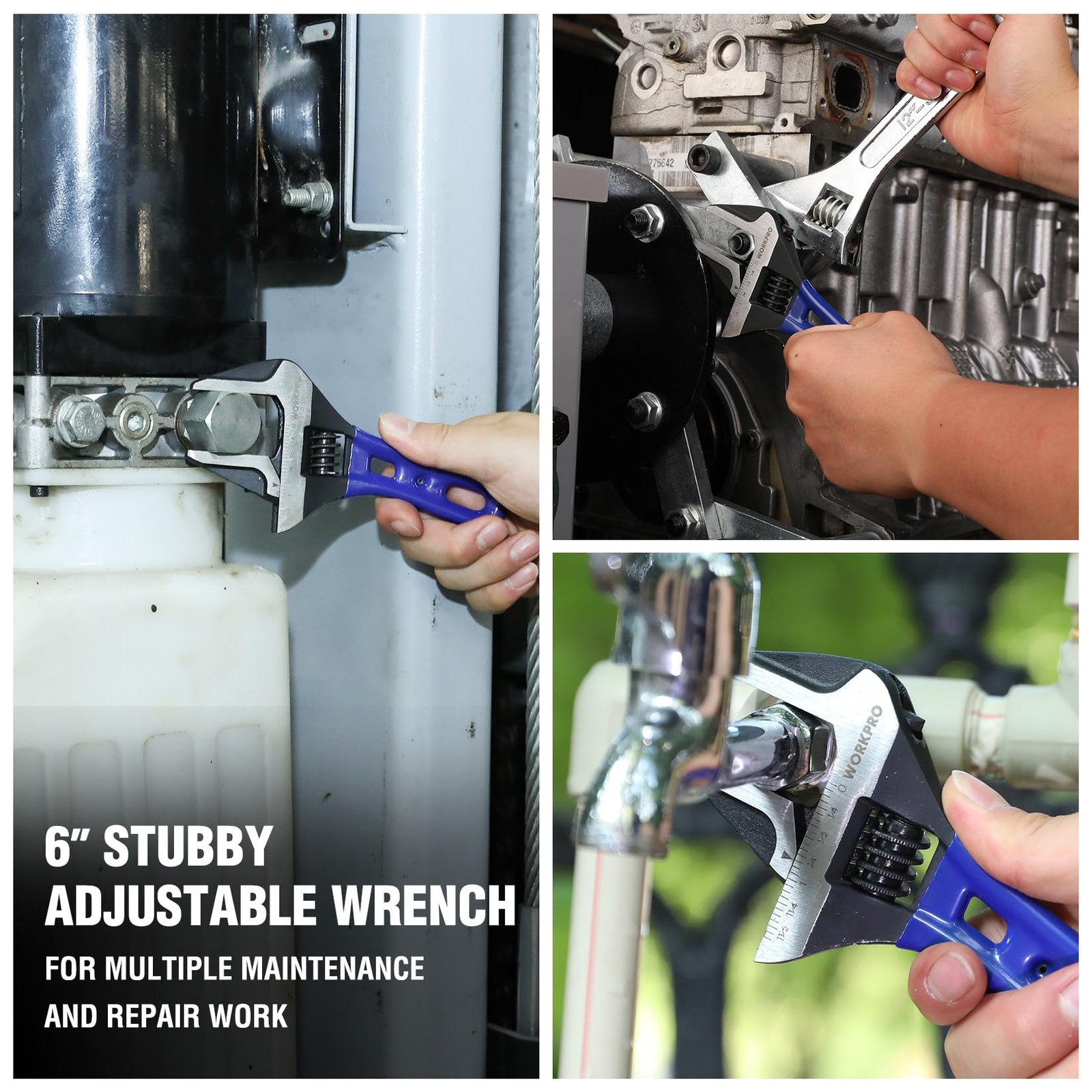 6 inch Stubby Adjustable Wrench Metric/SAE 1.5" Wide Jaw Opening Wrench NEW