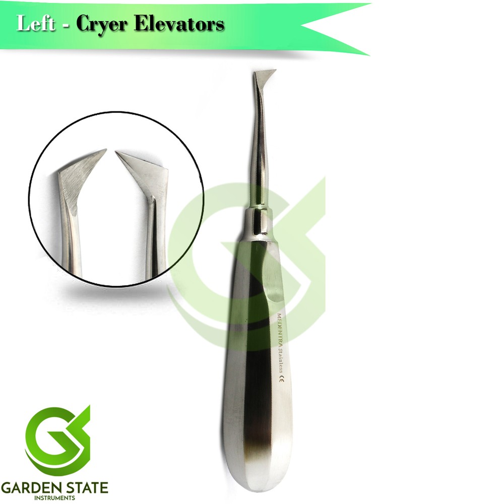 Dental Root Luxating Elevators 3Pcs Cryer Left + Right Serrated 77R Elevator