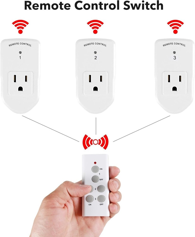 100ft Long Range Wireless Remote Outlet - 10A Electrical Switch for Convenience