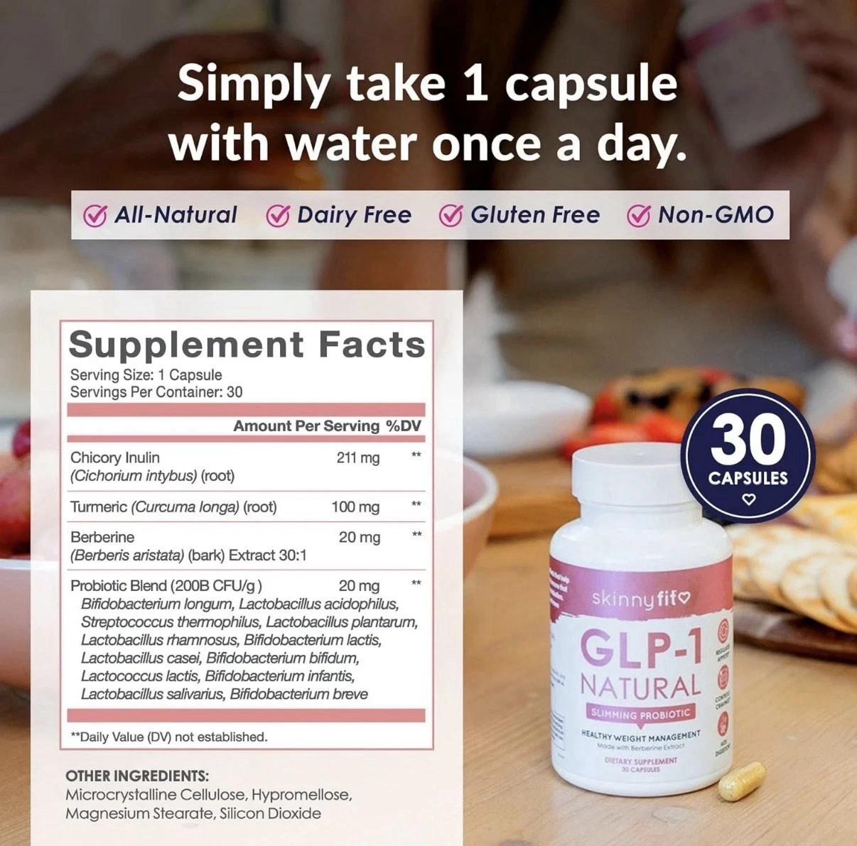 SkinnyFit Natural Slimming Probiotic 30 Capsules – 1 Bottle Sealed Ex: 06/2027