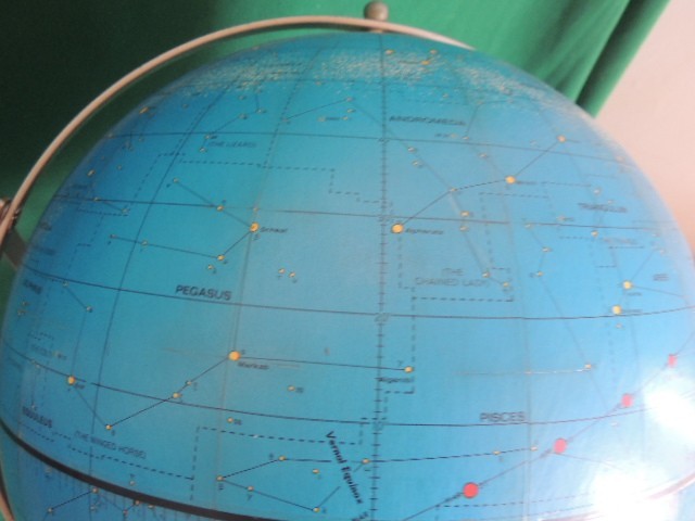 NICE 12" Apollo Celestial Globe 1971 Replogle Rotating Stars Constellations Blue