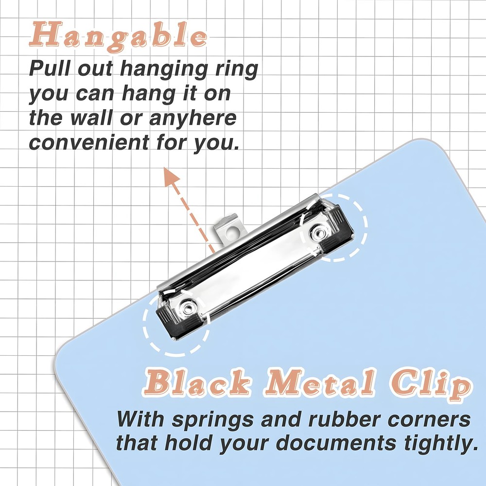 4 Pack Plastic Clipboards Multiple Colors Clip Boards Mixed - Black