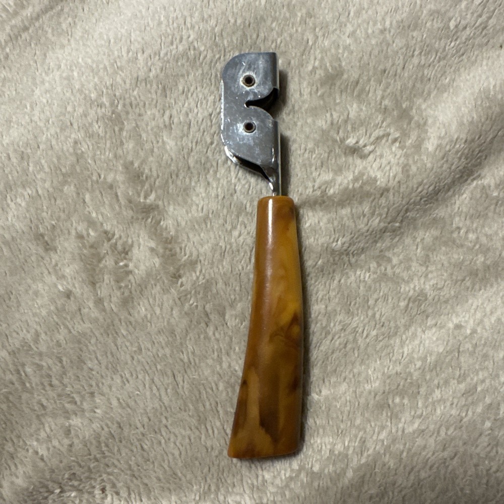 Vintage Pull-Through Hand-Held Double Wheel Knife Sharpener Bakelite Handle