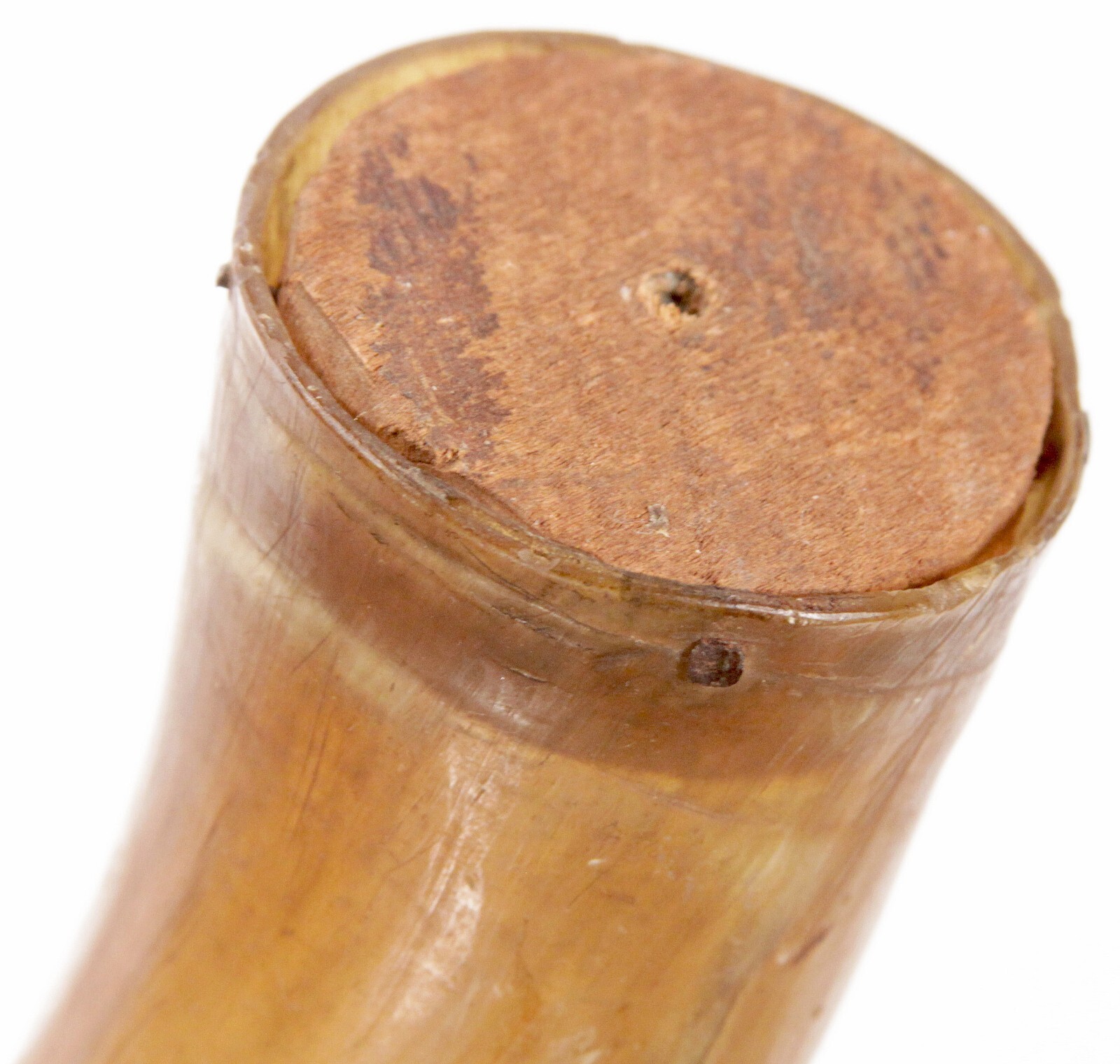 Antique 19th Century American Translucent Cow Horn Powder Horn Flask Old