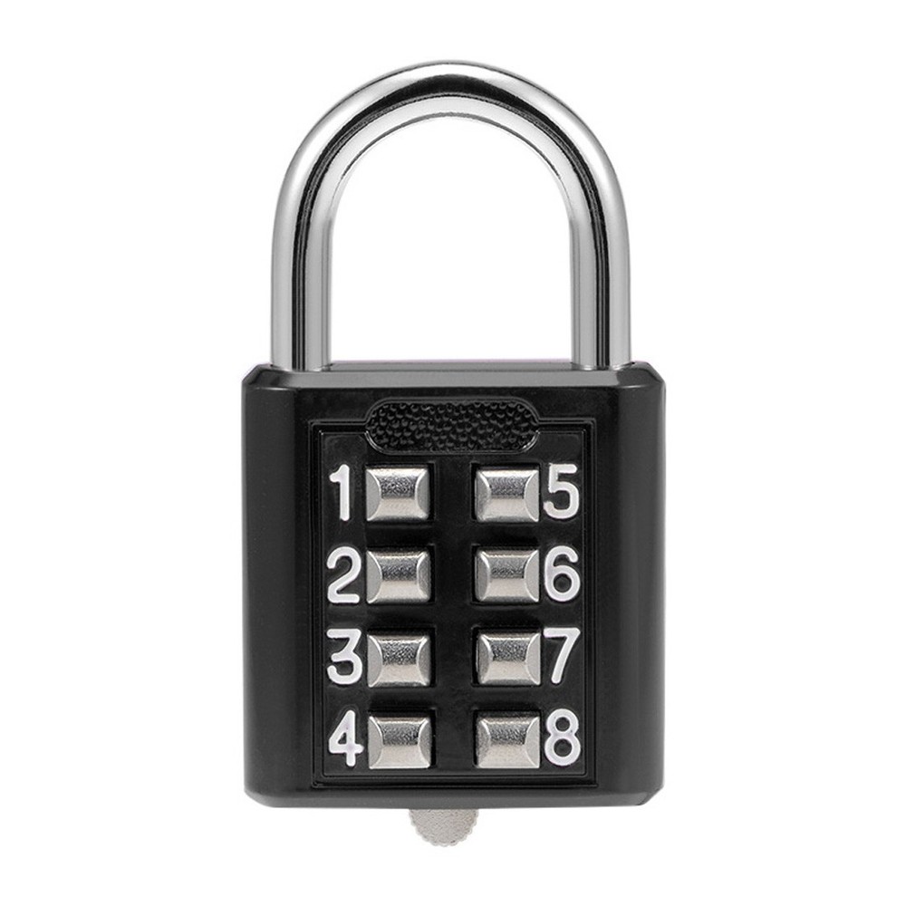 8-Digit Combination Padlock Pad Lock Push Button Lock for Locker Cabinet Black