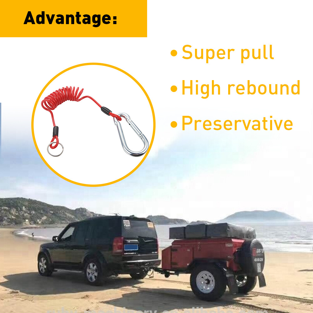 6ft Breakaway Trailer Cable Trailer Spring Safety Rope Coiled Brake Away Cable