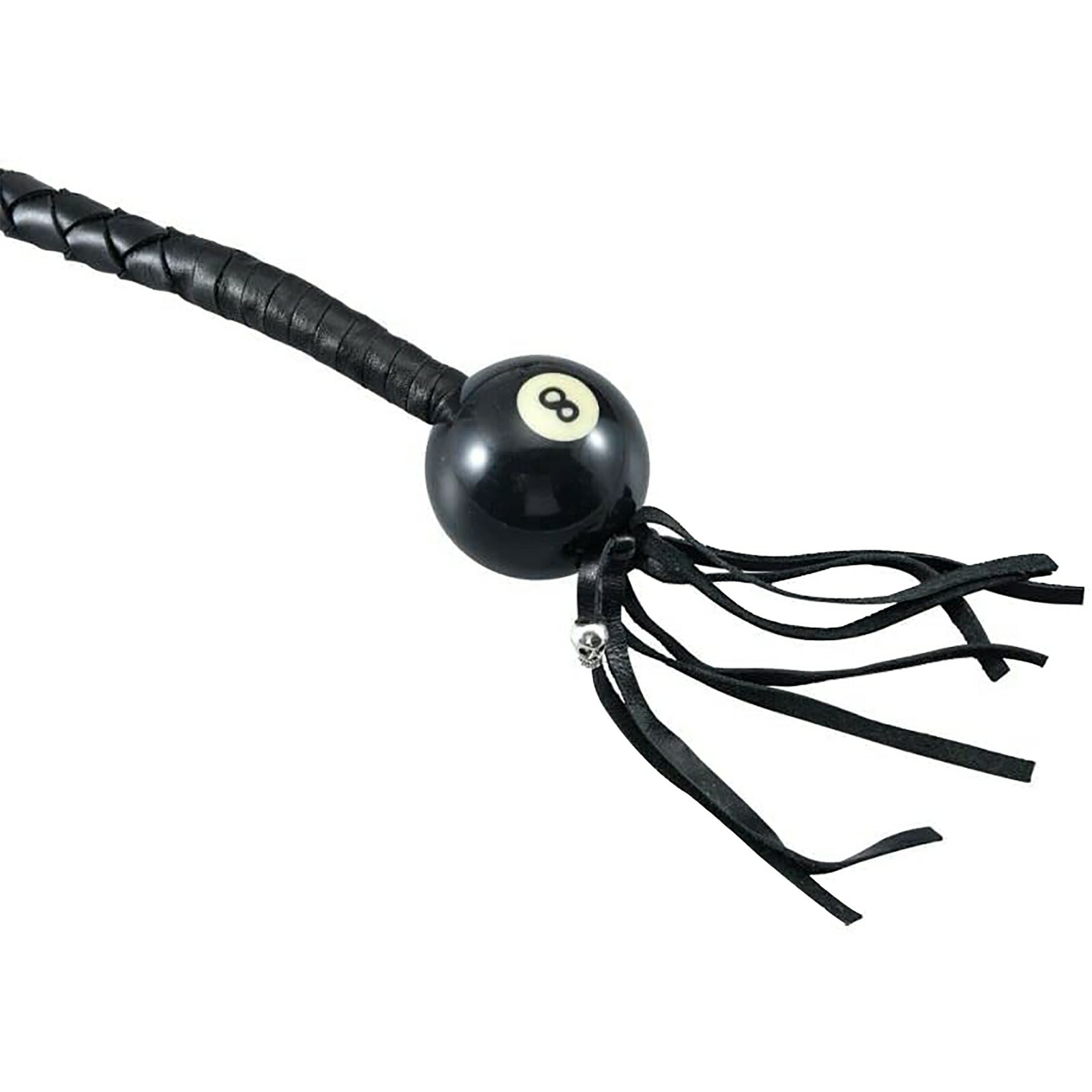 36" Leather Motorcycle Get Back Whip for Handlebar Biker Whip With Pool Ball