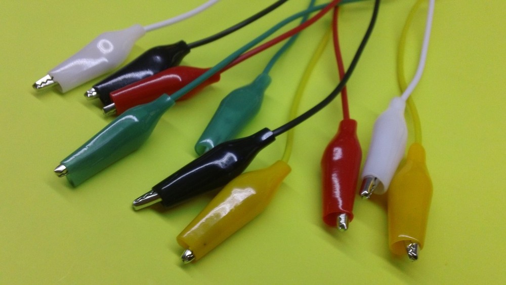 5 X - 18" multi color TEST wire - Alligator Clip - Double END - Electronics TEST