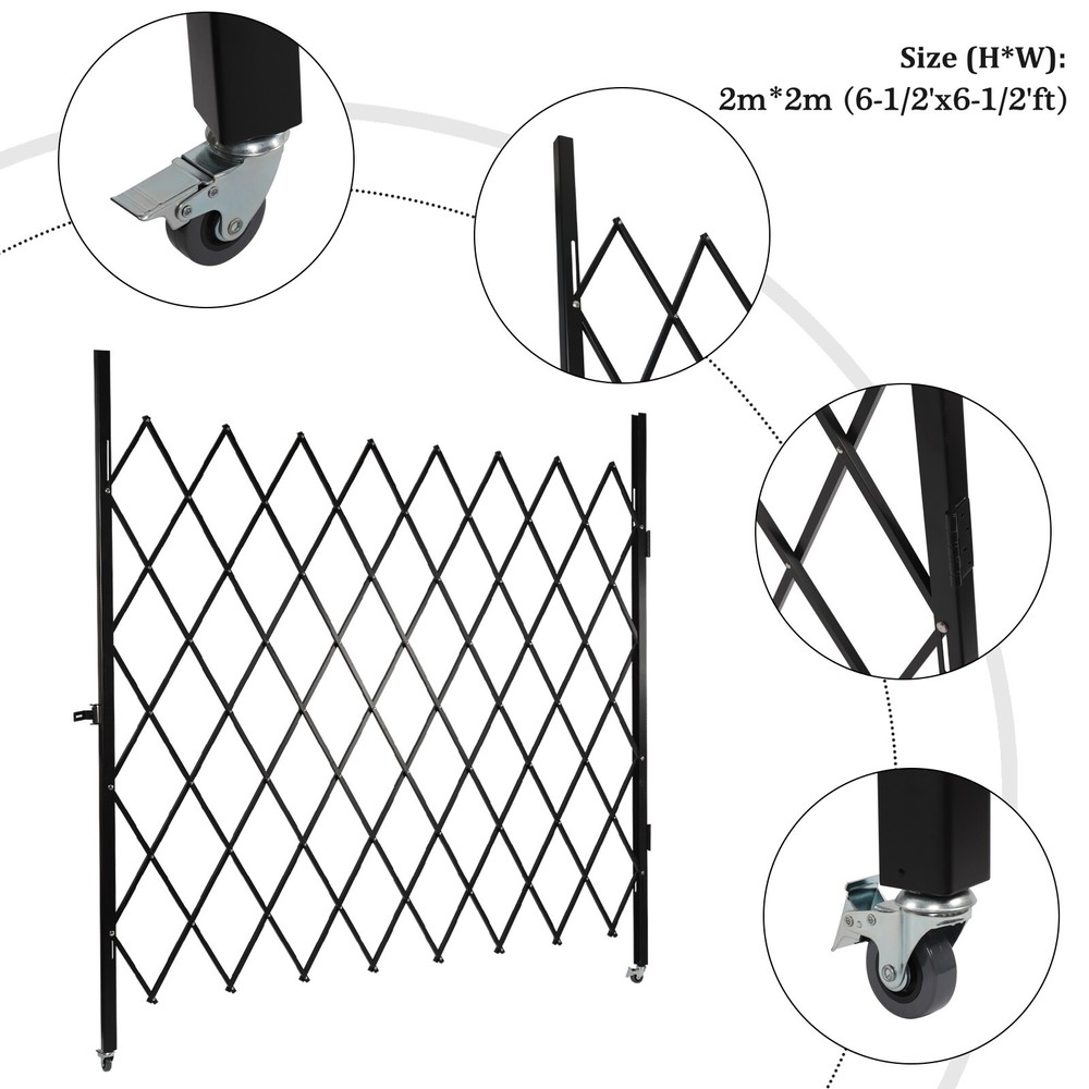 360° Rolling Barricade Gate Folding Security Gate Expanding Security Door 2.2*2m