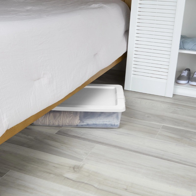 (2 pack) Sterilite Small Storage Bin, 28 Quart Clear Plastic Storage Container