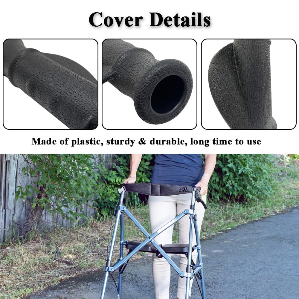 Rollator Hand Grip for Rolling Walker Replacement - 7/8" (20mm) ID, Black-A