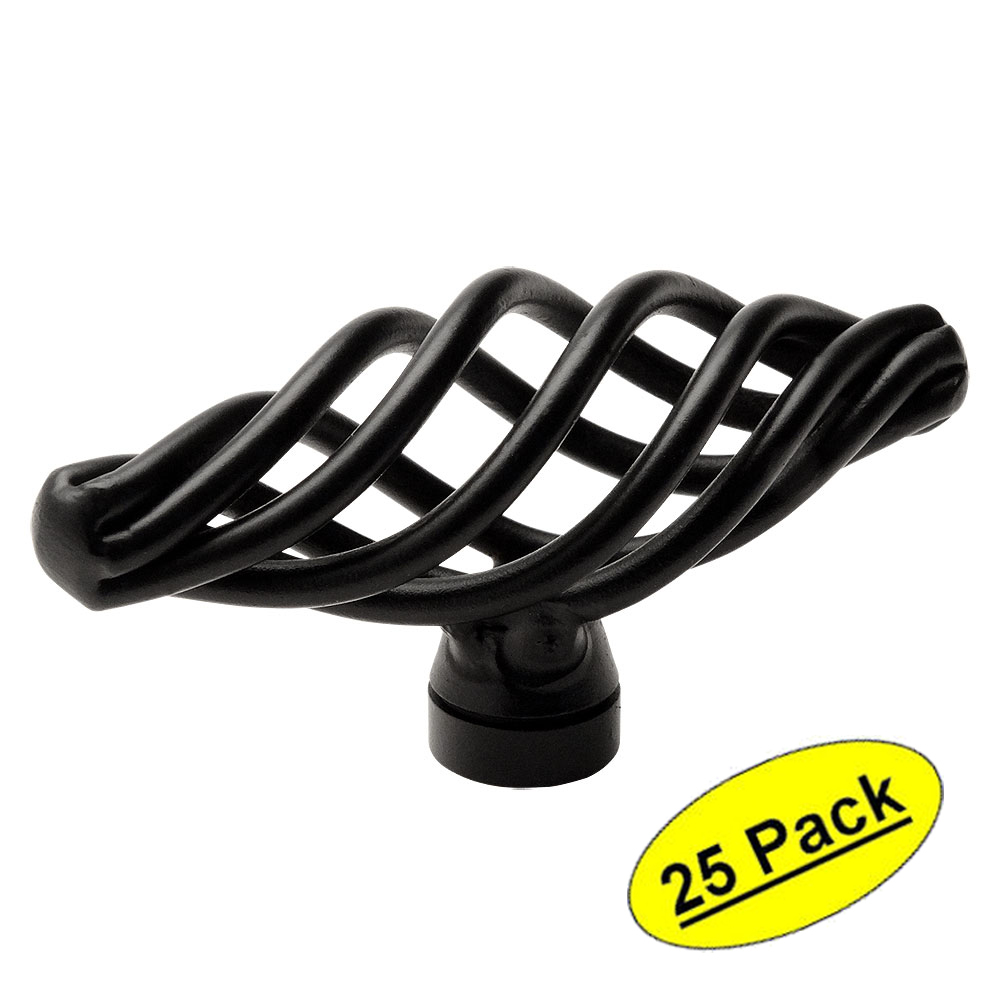 *25 Pack* Cosmas Cabinet Hardware Flat / Matte Black Birdcage Knobs #9991FB
