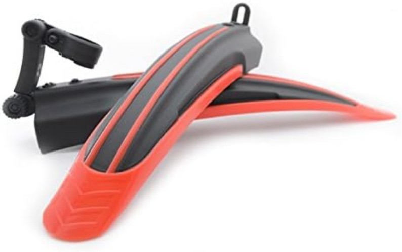 Streamlined Adjustable Mudguard Set for Road & Mountain Bikes - Red + Black