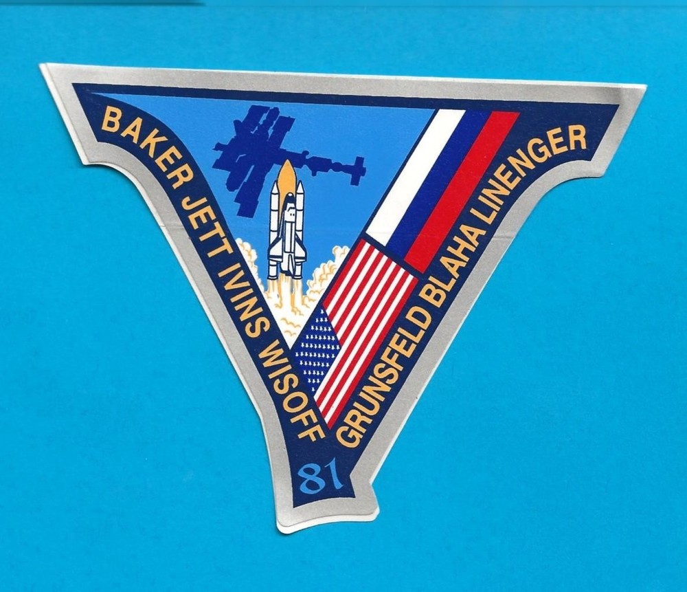 NASA SPACE SHUTTLE STS-81 CREW PATCH ADHESIVE STICKER - H55