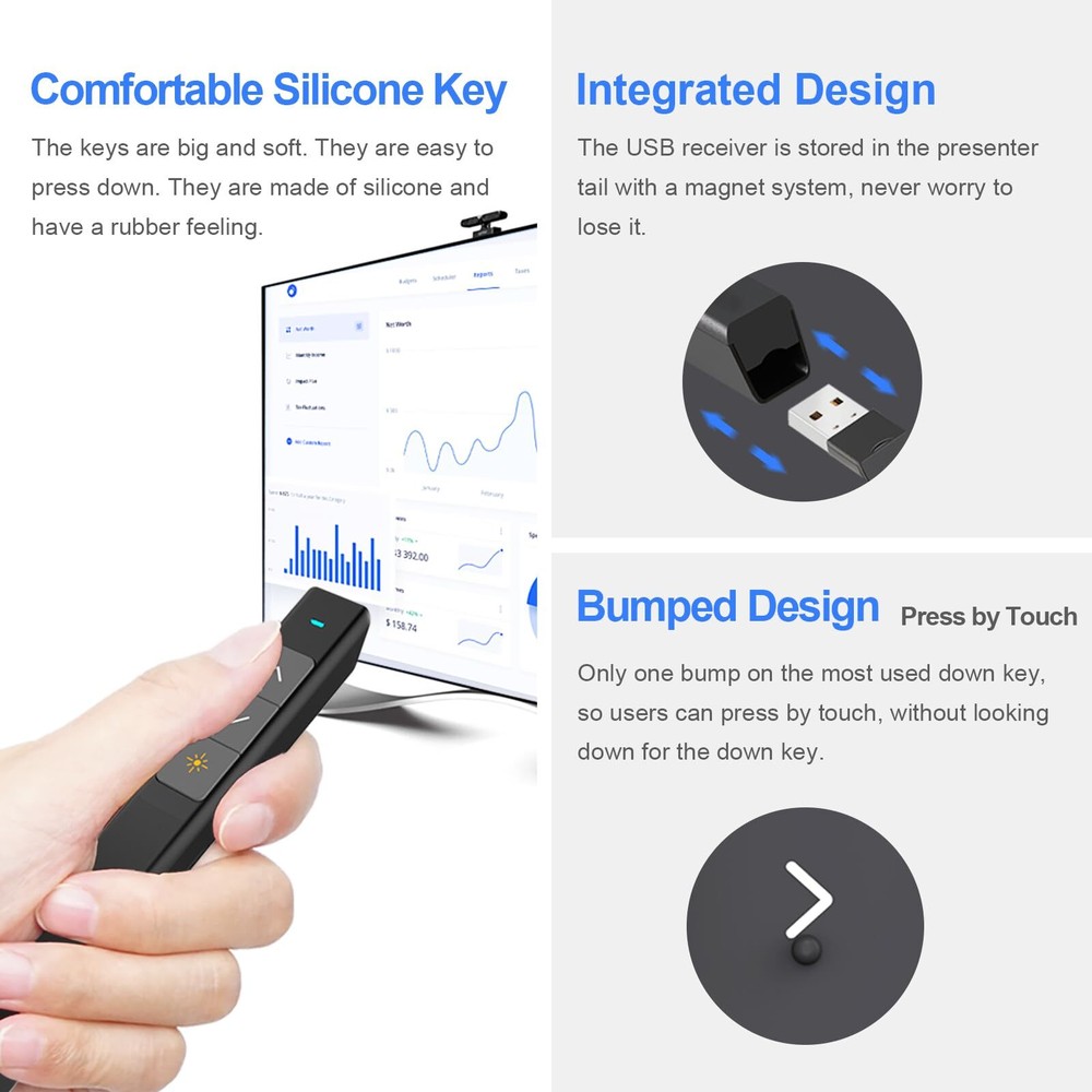 N26 Wireless Presentation Clicker Presentation Remote PowerPoint Clicker with...