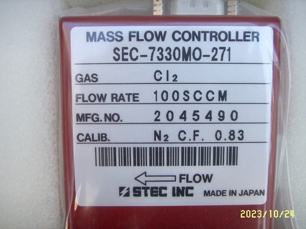 STEC MASS FLOW CONTROLLER SEC-7330MO-271 GAS Cl2 100SCCM