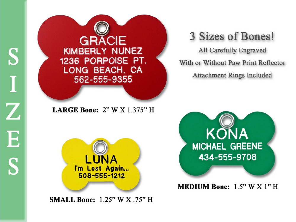 Plastic Bone Shape Pet ID Tags Custom Engraved Durable Dog Name Identification