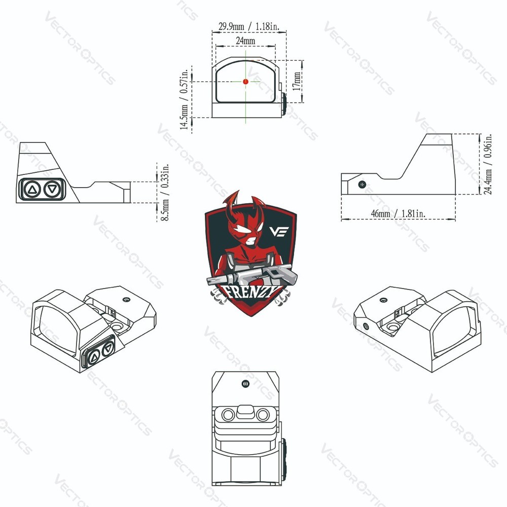 OPEN REFLEX RED DOT PISTOL SIGHT FOR PSA DAGGER DOCTOR SLIDE CUT