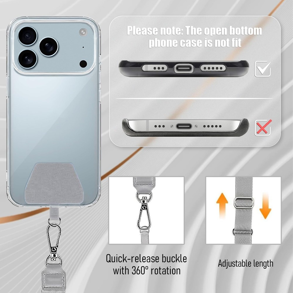 Bestac Adjustable Phone Strap - Multifunctional regular size, Black+gray