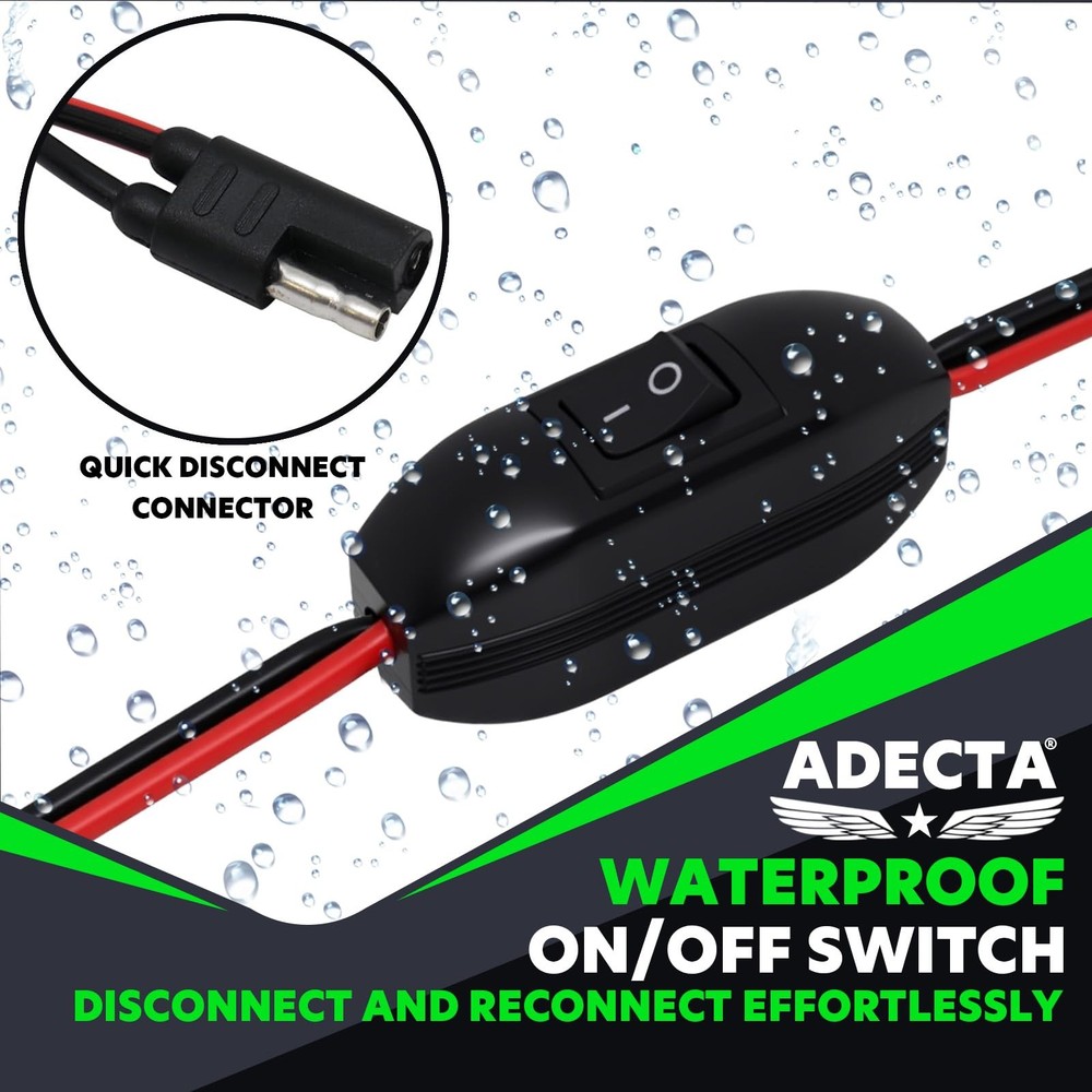 8ft 16AWG SAE Wire Harness with Inline Switch Alligator Clips for Sprayers